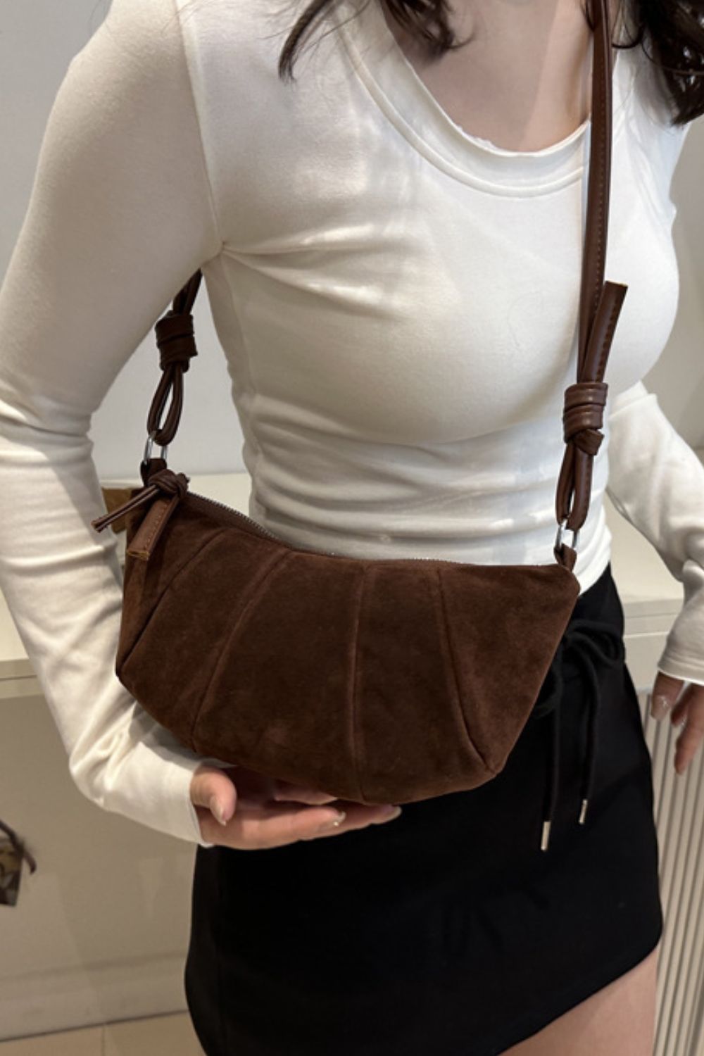 PREORDER Suede Croissant Shape Shoulder Bag