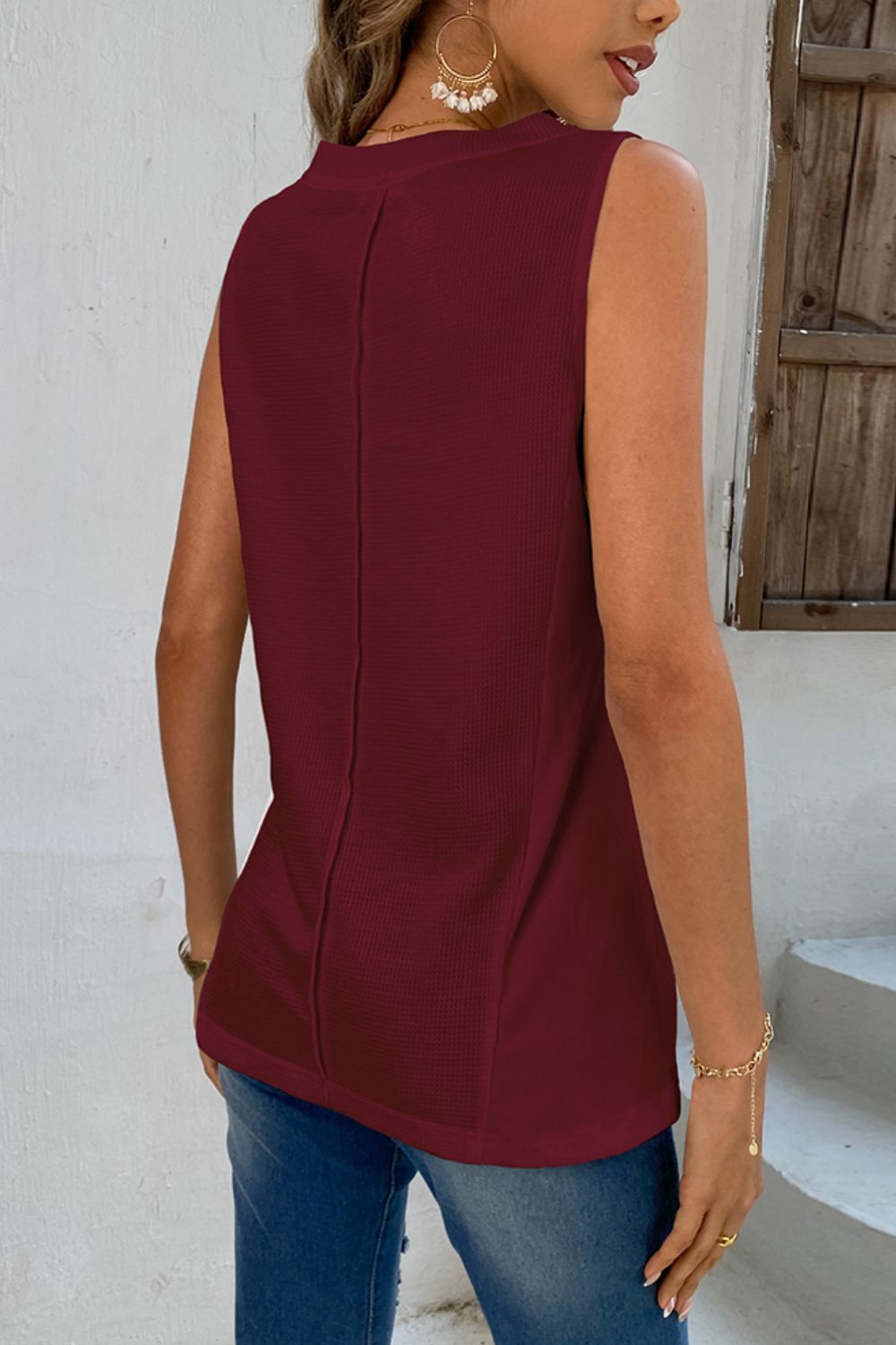 Brandi Buttoned V-Neck Tank- 1 size Small, Wine and black left! FINAL SALE!