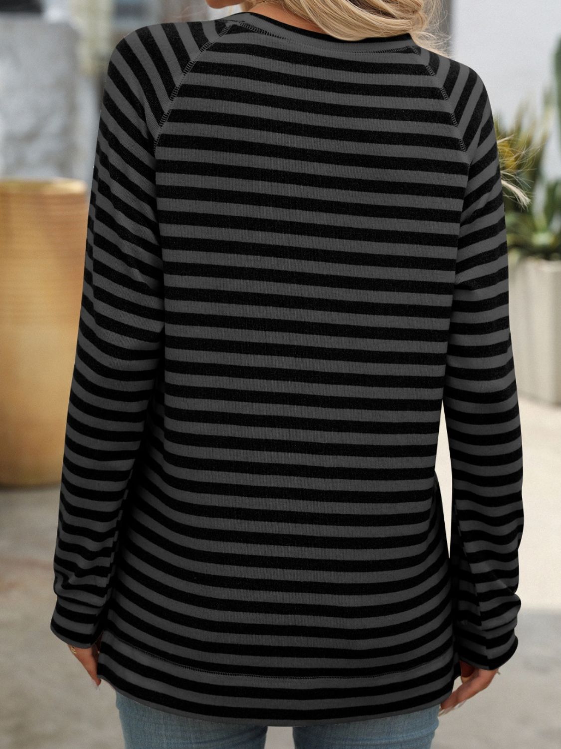 PREORDER Mandy Striped Round Neck Long Sleeve T-Shirt