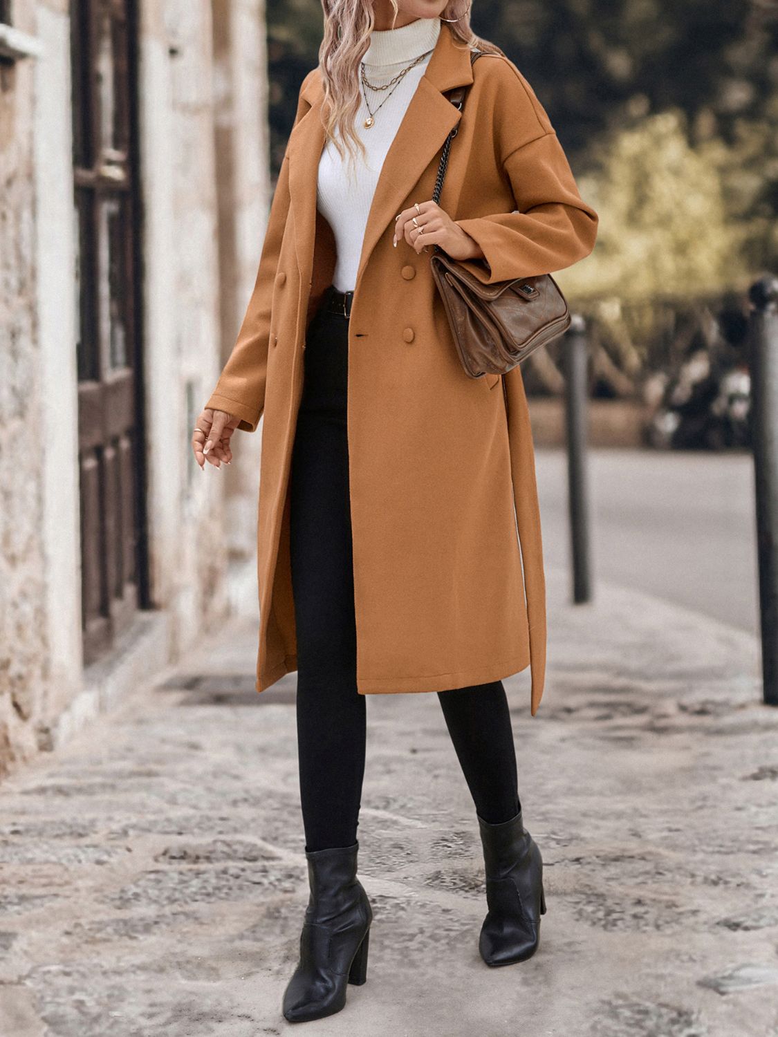 PREORDER Perfee Dropped Shoulder Tie Waist Coat 2/9