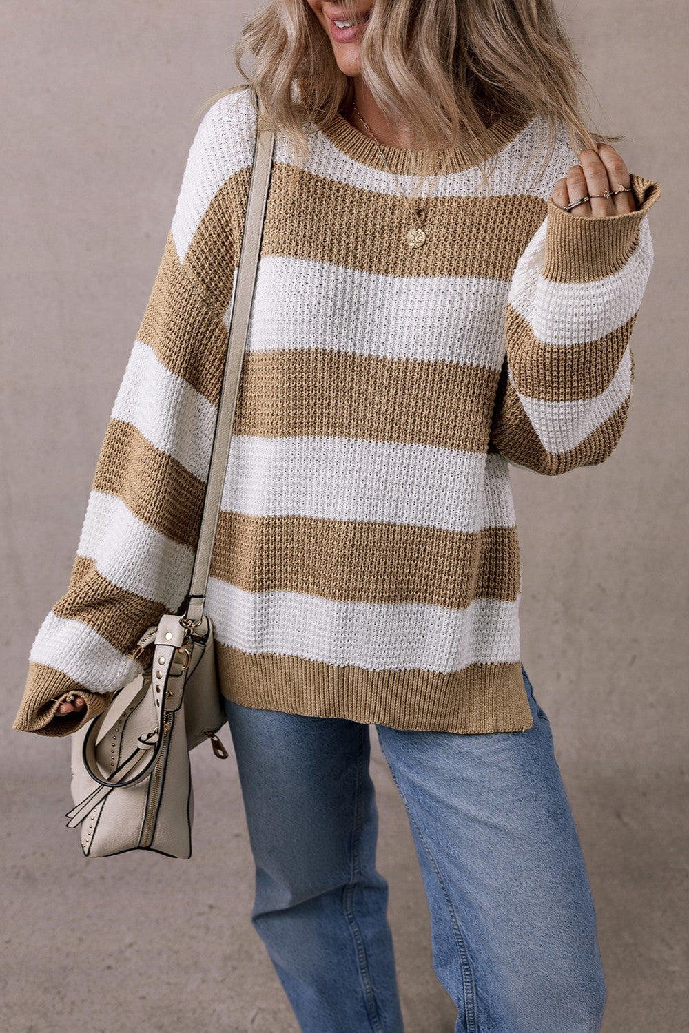 PREORDER Color Block Round Neck Sweater
