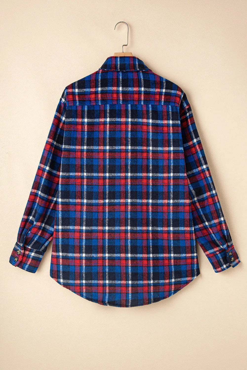 PREORDER Pocketed Plaid Collared Neck Long Sleeve Shacket 2/9