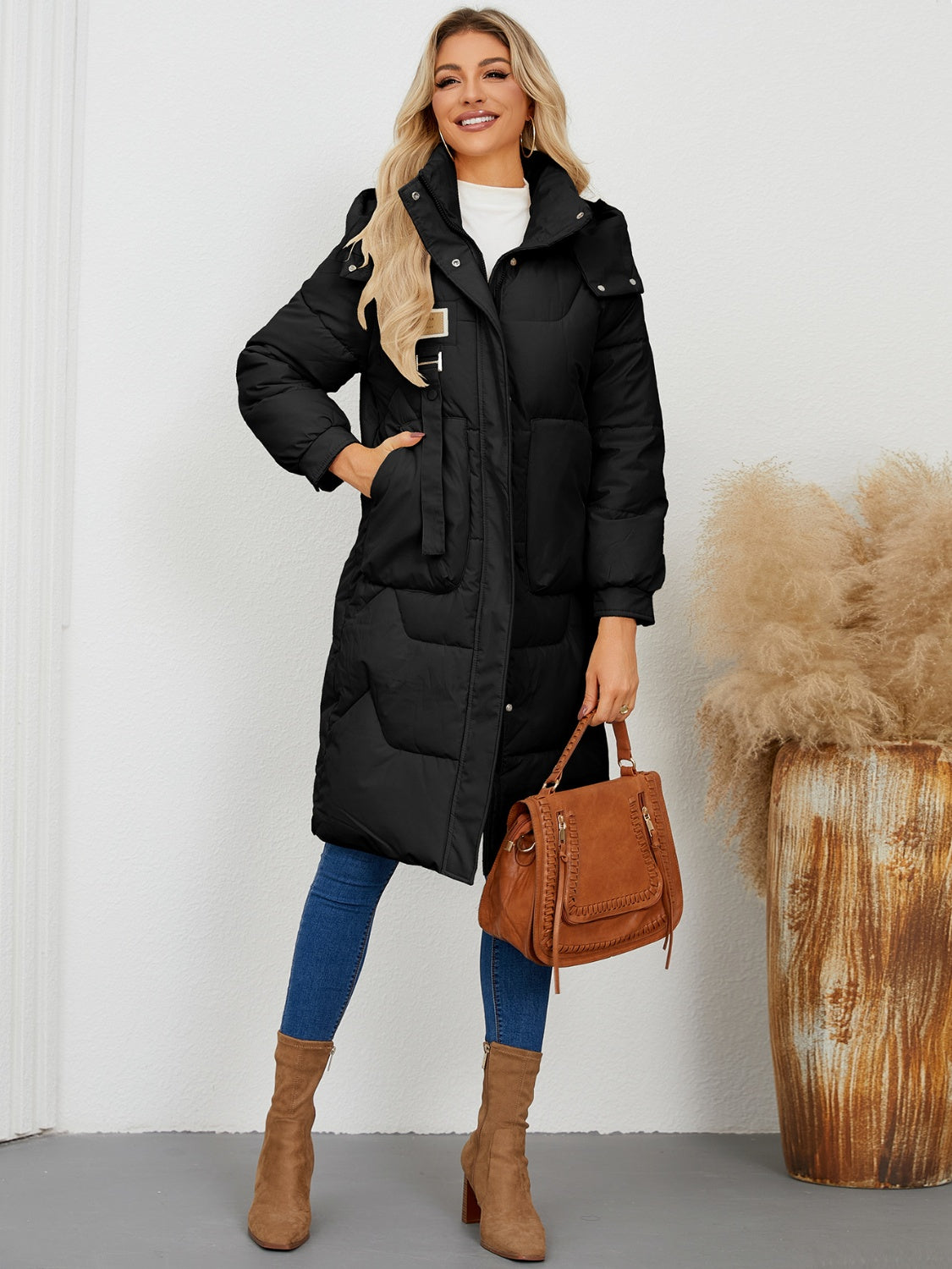PREORDER Long Sleeve Longline Hooded Winter Coat