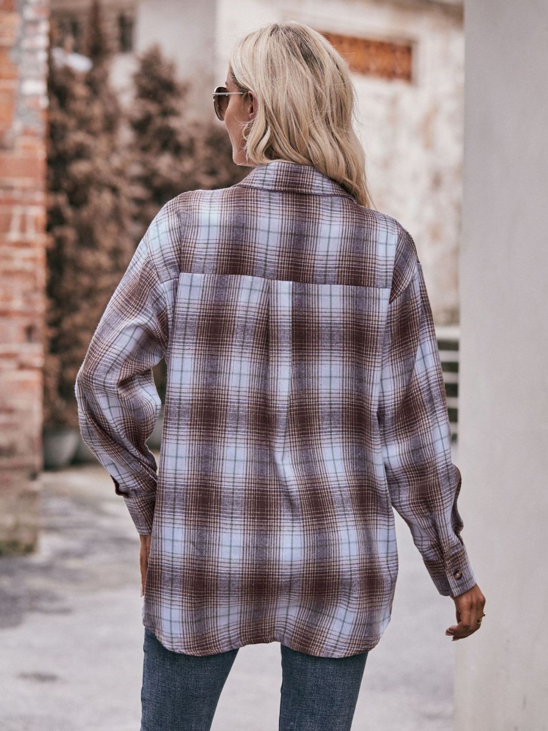 PREORDER Mandy Plaid Dropped Shoulder Longline Shirt