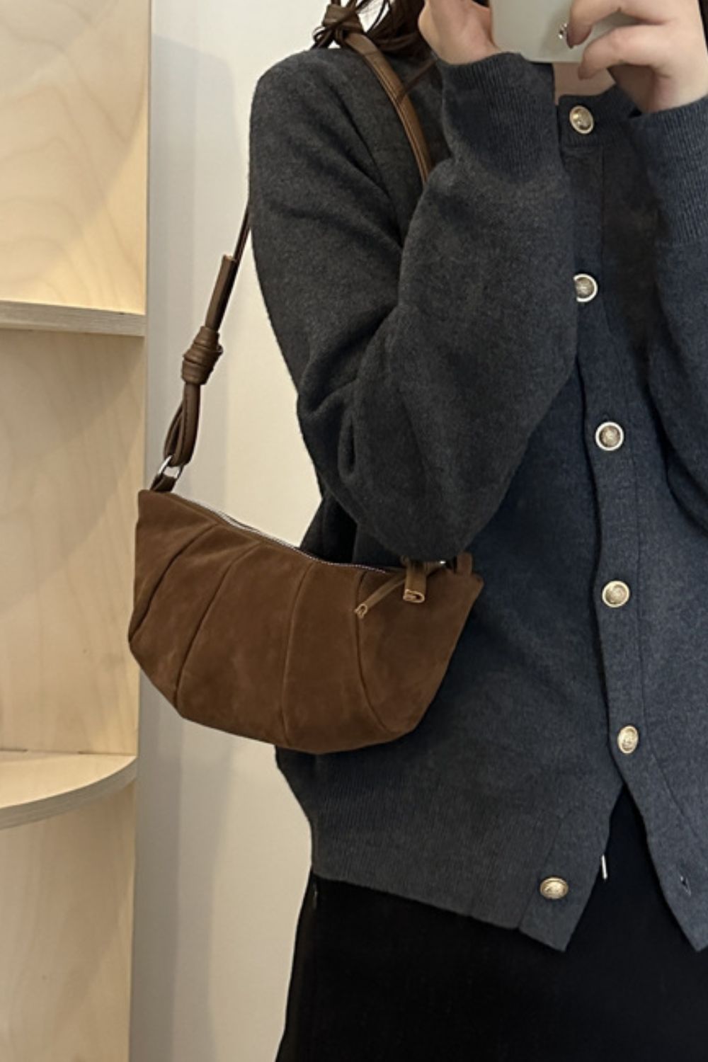 PREORDER Suede Croissant Shape Shoulder Bag