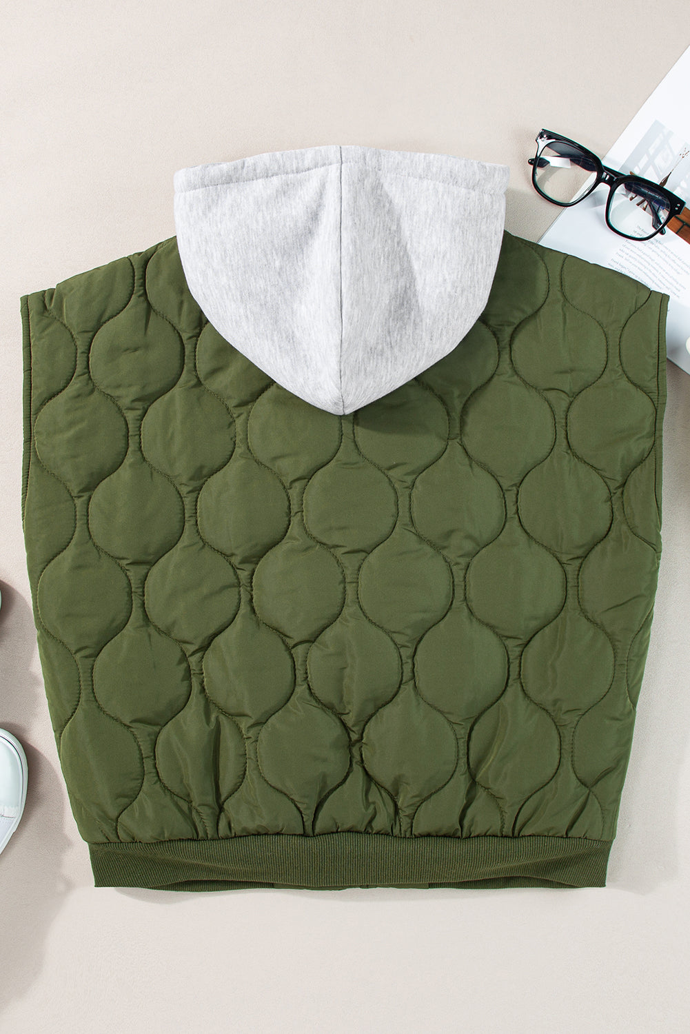 PREORDER Drawstring Zip Up Hooded Vest Coat 2/9