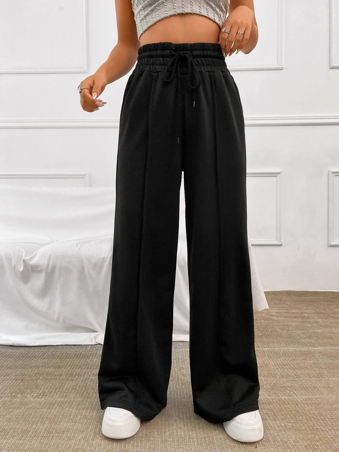 PREORDER Honey Drawstring Elastic Waist Wide Leg Pants 2/9