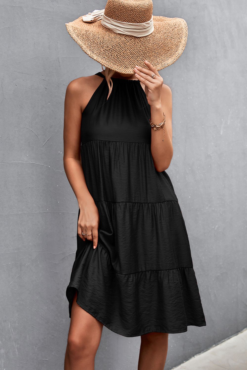 Talia Grecian Tiered Sleeveless Dress- 1 size Small/Brick left! FINAL SALE!
