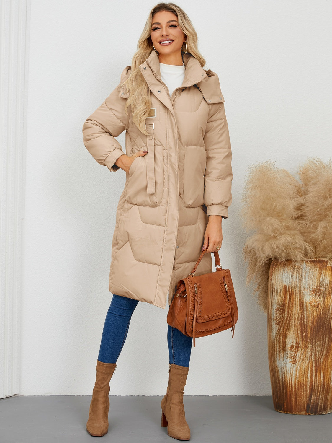 PREORDER Long Sleeve Longline Hooded Winter Coat