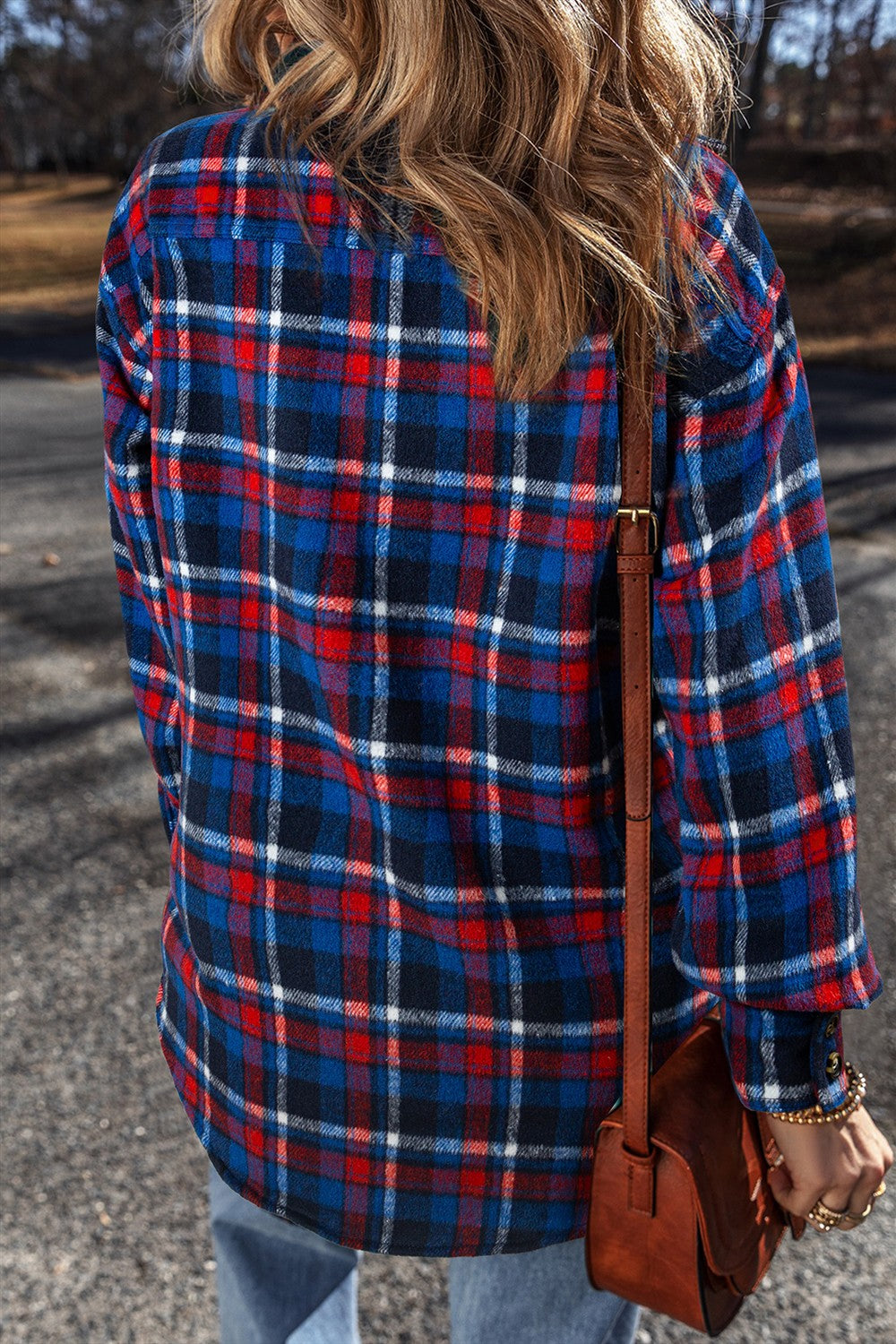 PREORDER Pocketed Plaid Collared Neck Long Sleeve Shacket 2/9