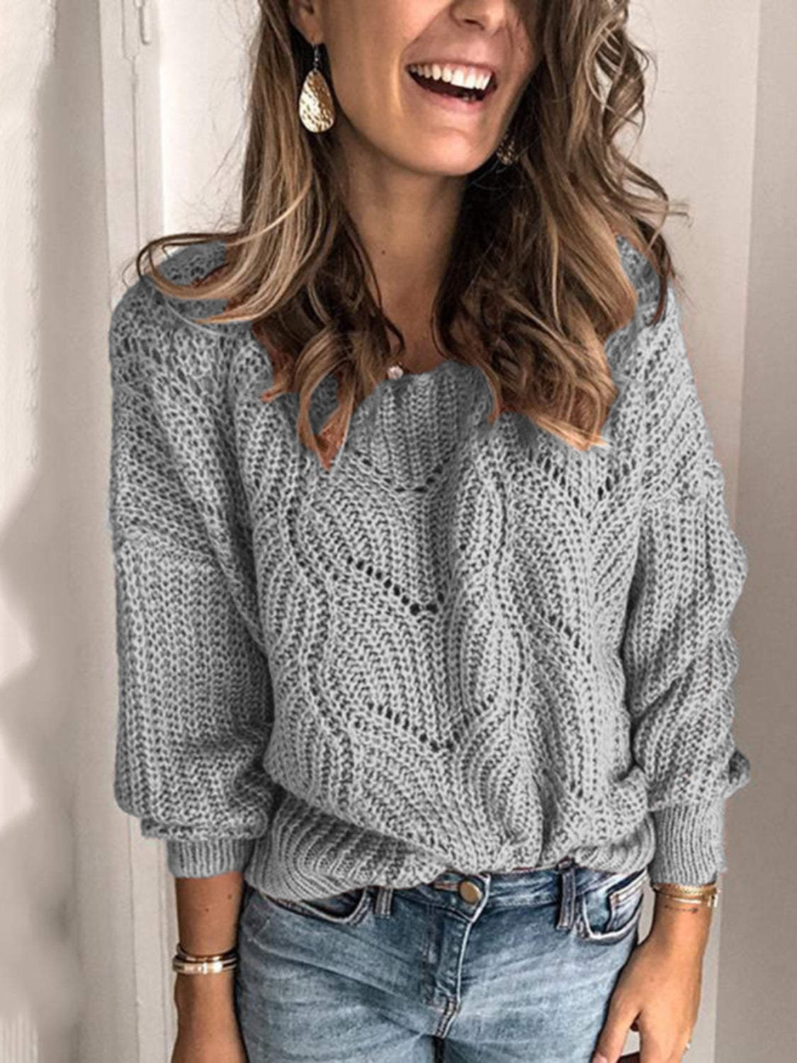 London Openwork Round Neck- 1 size Small, Khaki left! FINAL SALE!