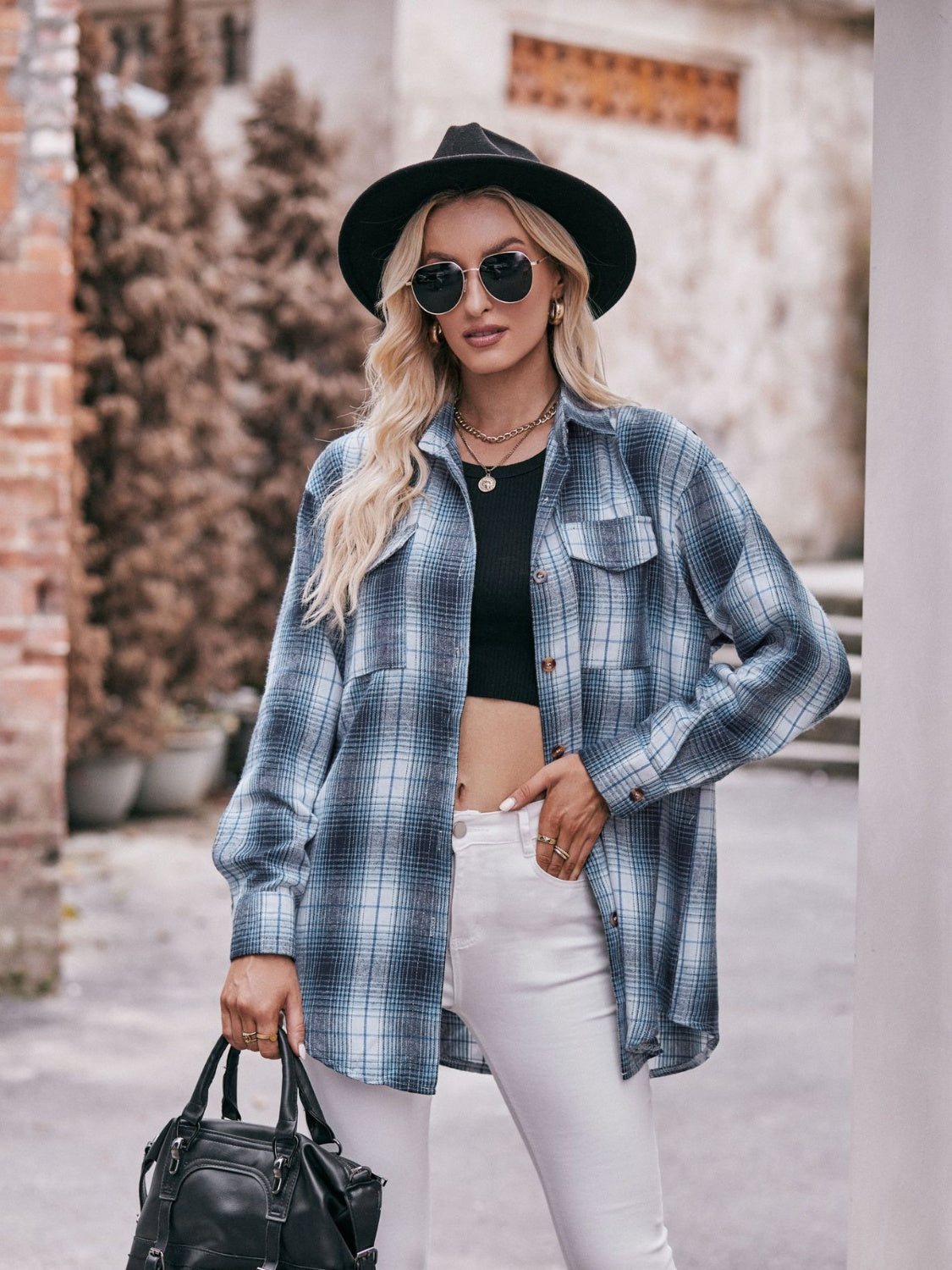 PREORDER Mandy Plaid Dropped Shoulder Longline Shirt