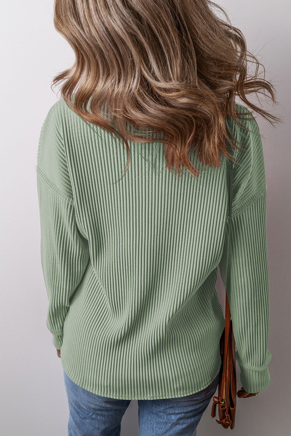 PREORDER Pocketed Round Neck Long Sleeve Top