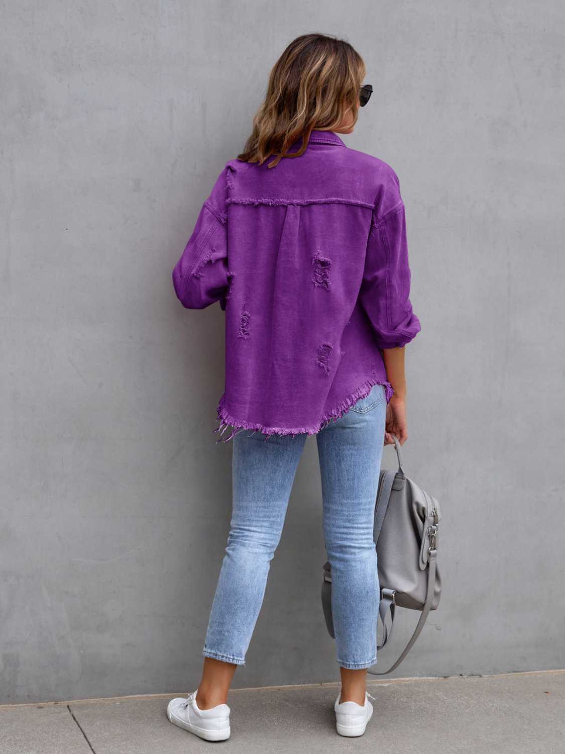 PREORDER Distressed Drop Shoulder Denim Jacket 2/9