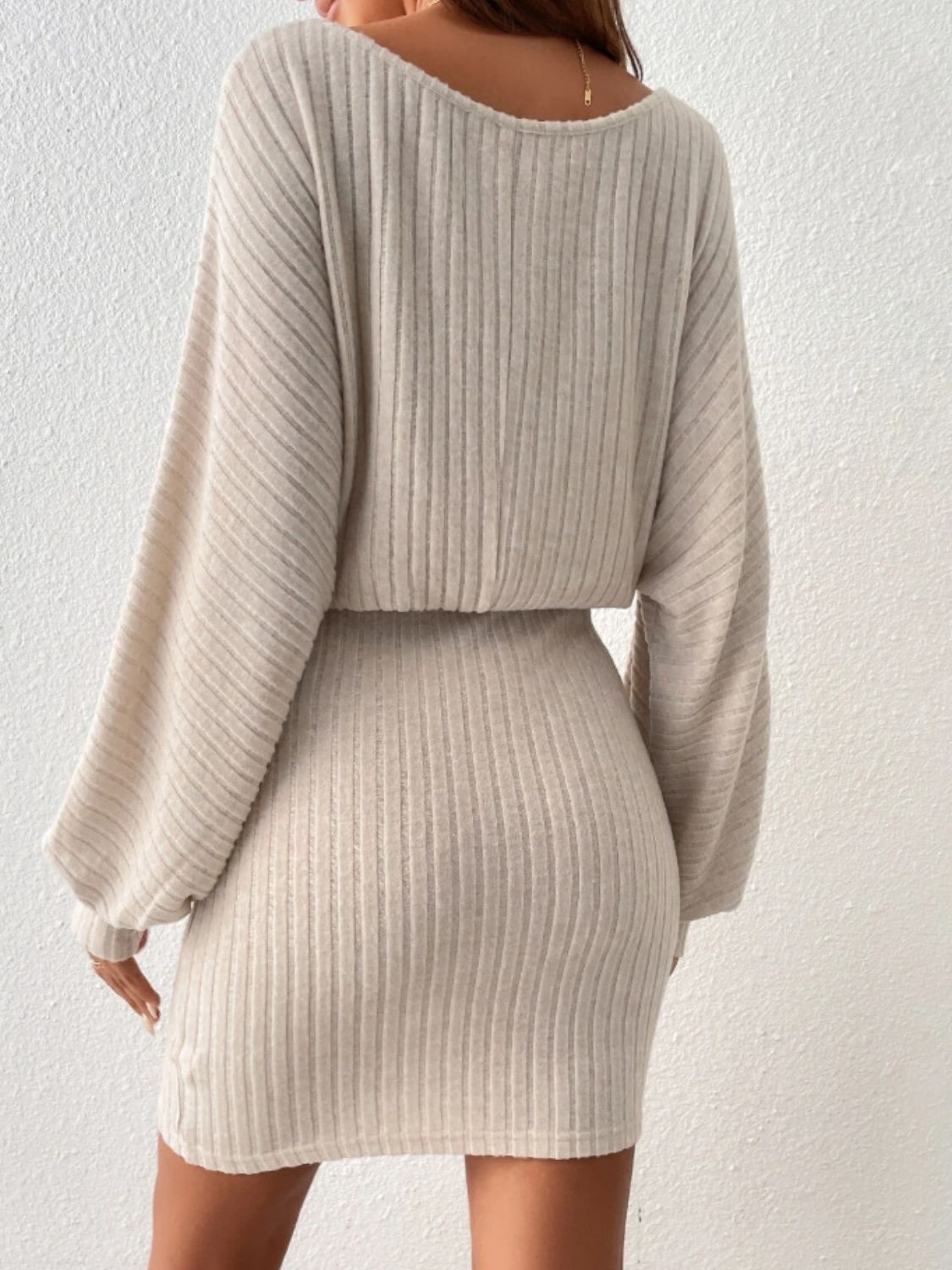 PREORDER Round Neck Tie Waist Long Sleeve Mini Dress 2/9