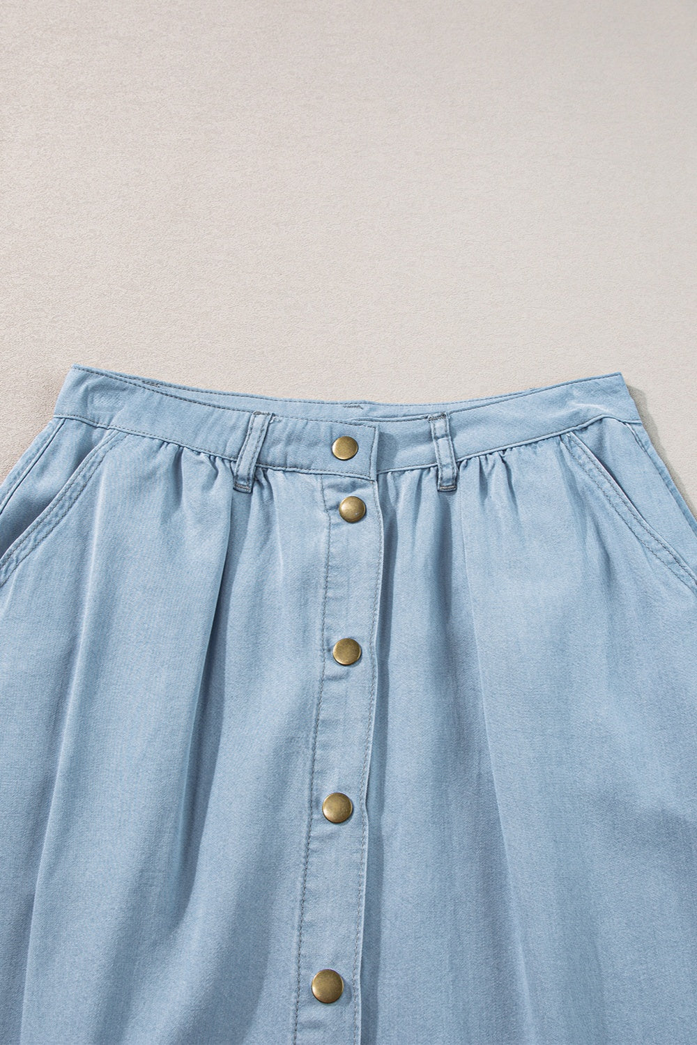 PREORDER Snap Down High Waist Denim Skirt 2/9