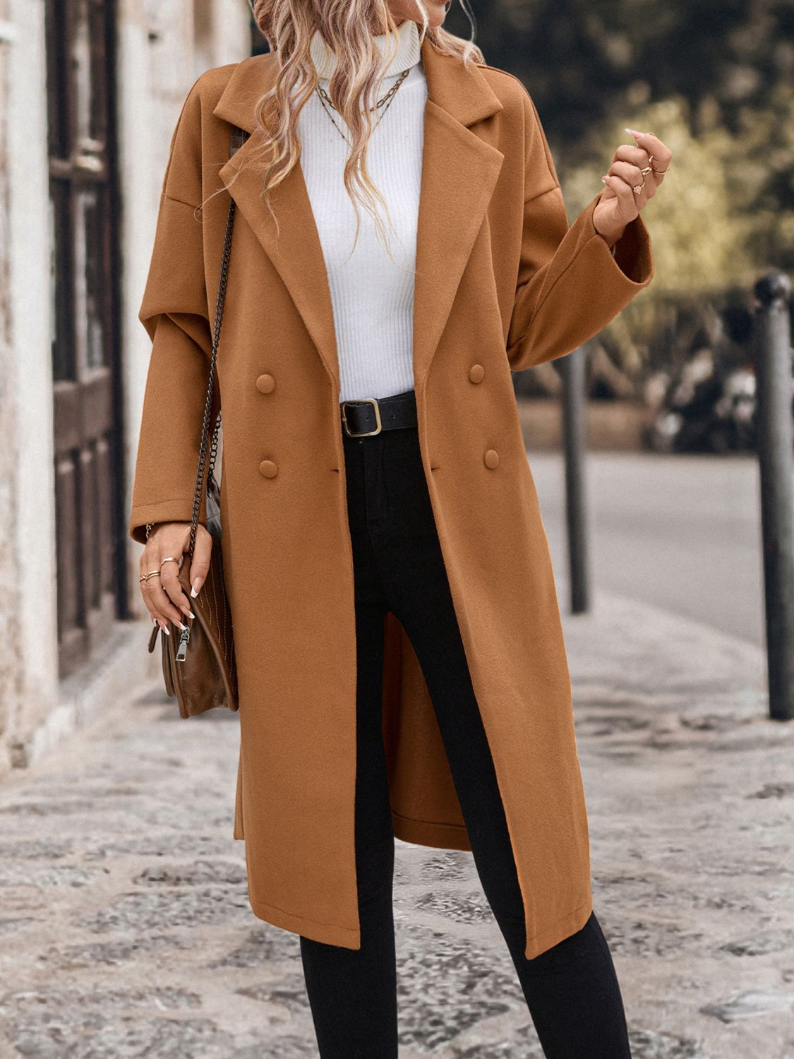 PREORDER Perfee Dropped Shoulder Tie Waist Coat 2/9