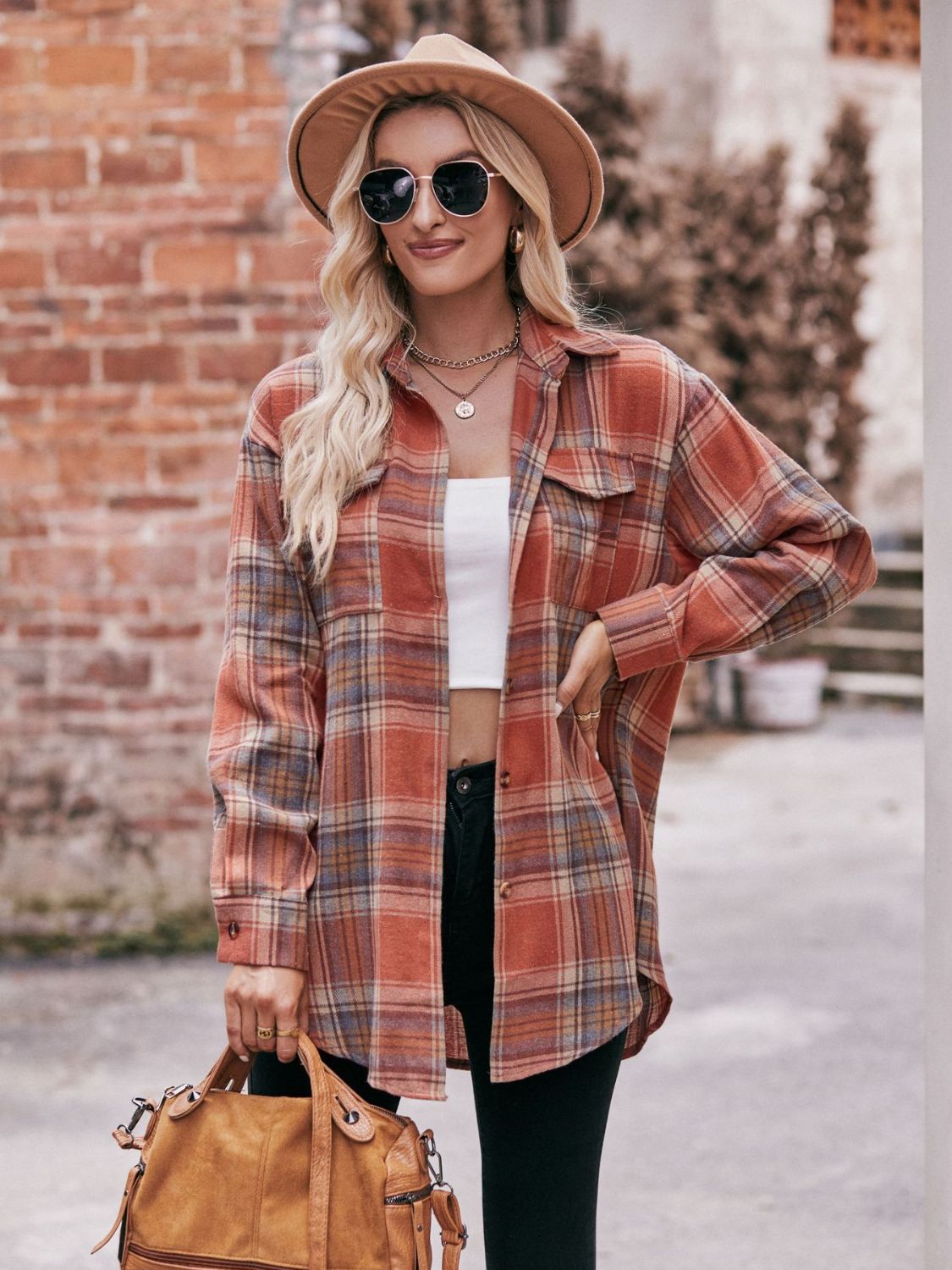 PREORDER Mandy Plaid Dropped Shoulder Longline Shirt