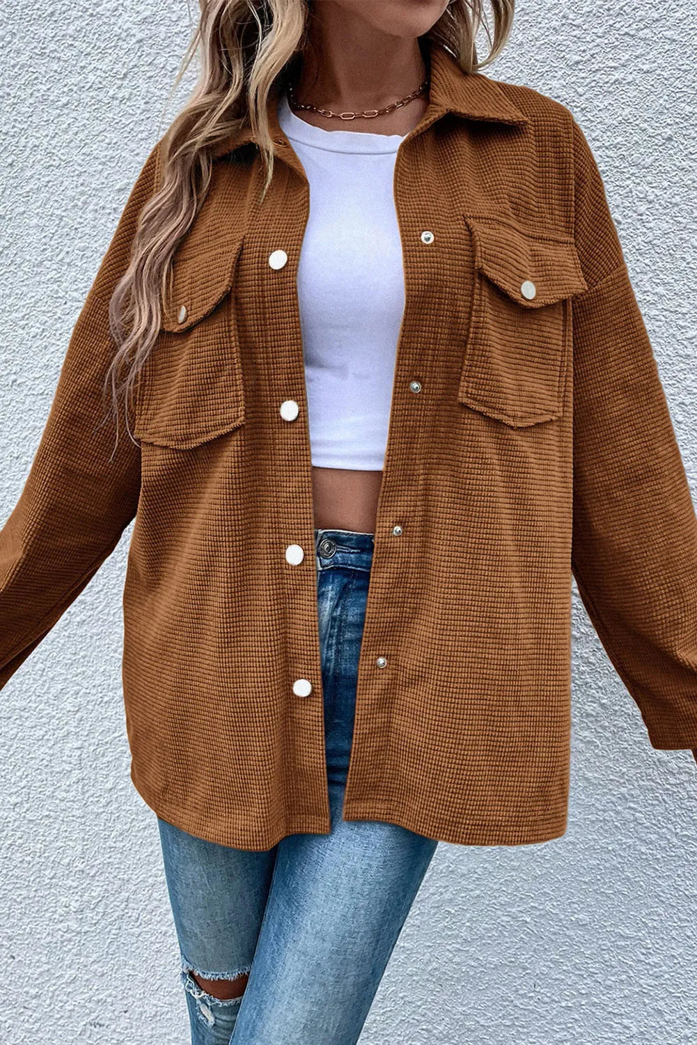 PREORDER Pocketed Snap Down Long Sleeve Jacket 2/9