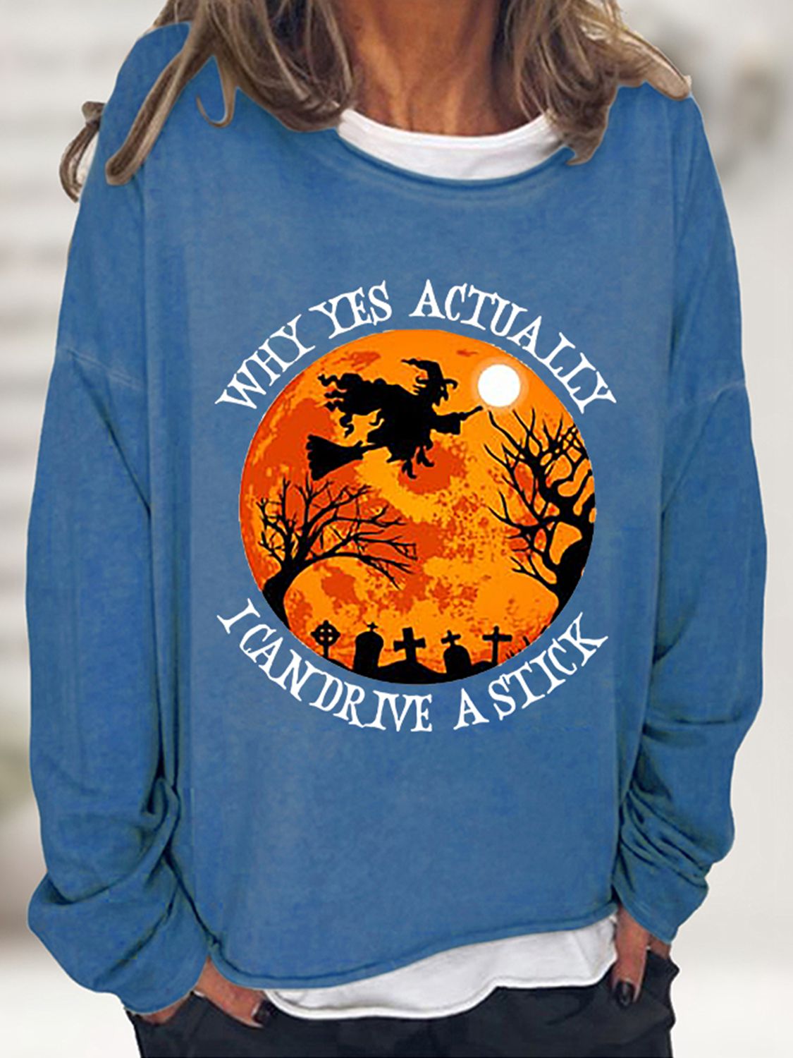 Witchy Graphic Round Neck Sweatshirt