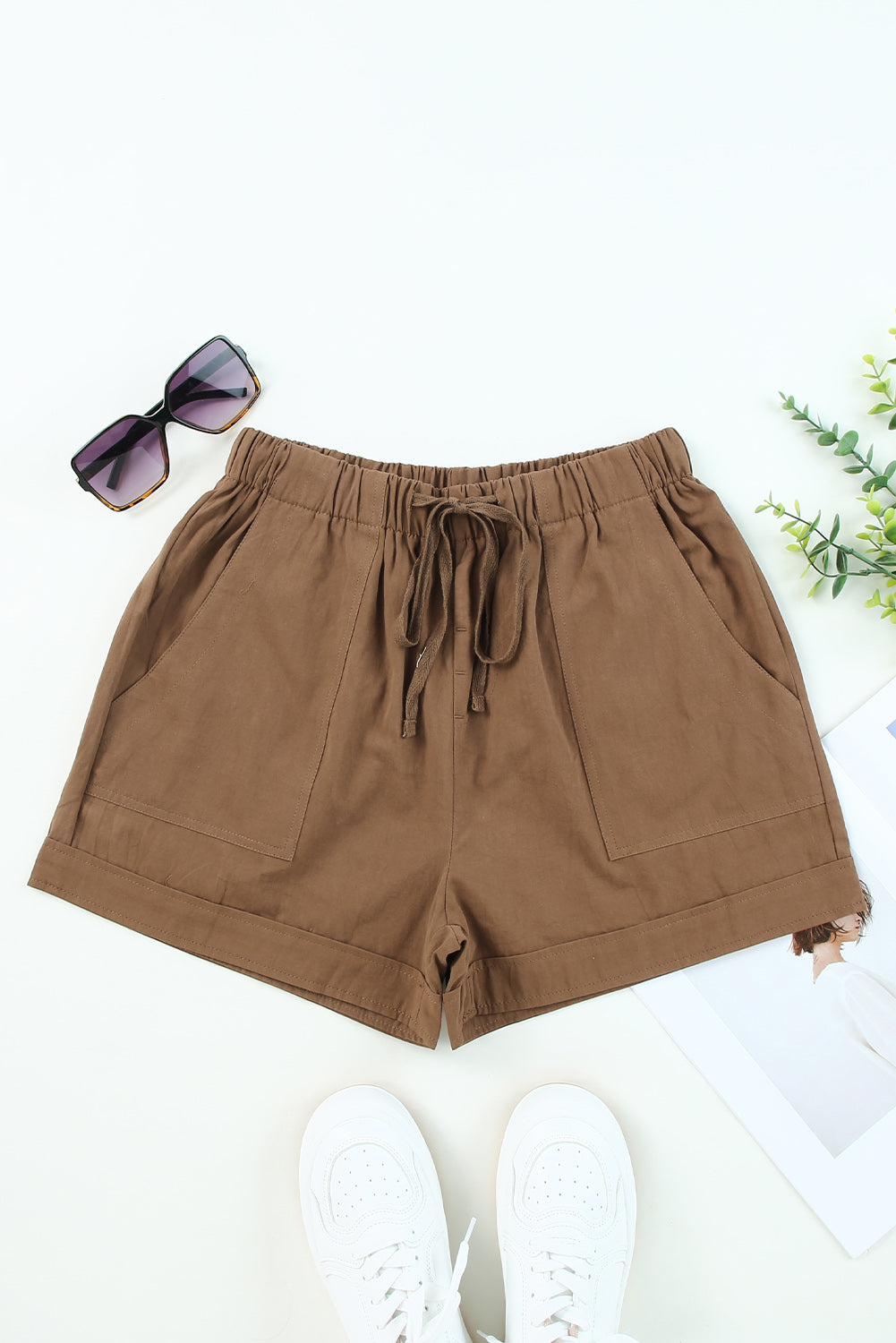 Elastic Waist Pocket Shorts