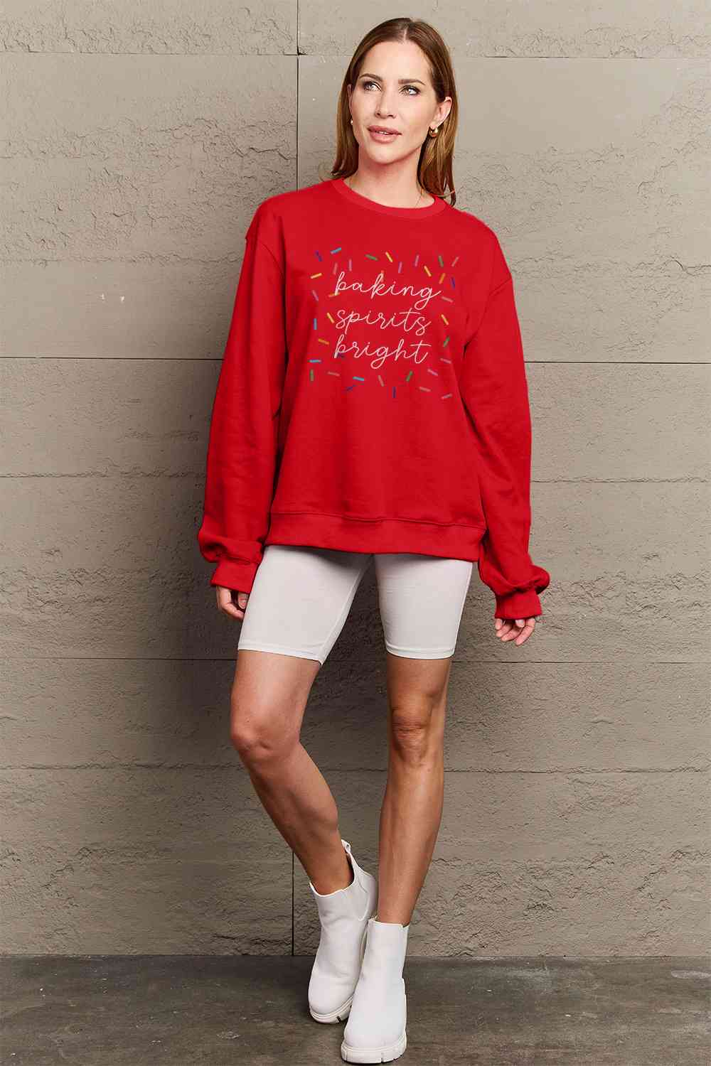 Graphic Round Neck Long Sleeve Sweatshirt