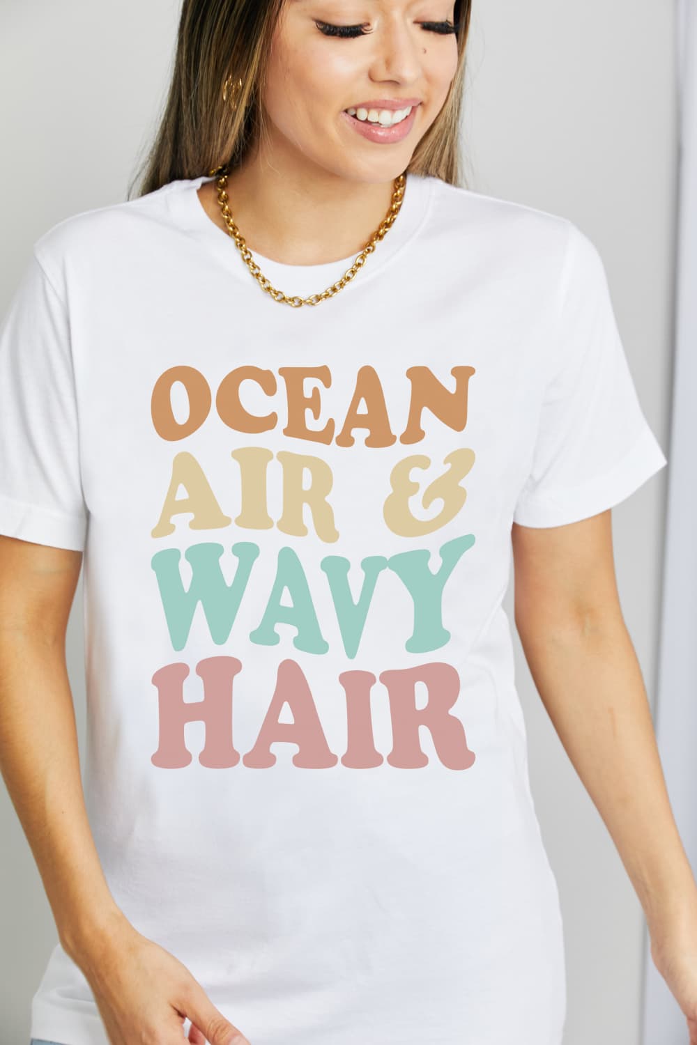 OCEAN AIR & WAVY HAIR Graphic Cotton T-Shirt