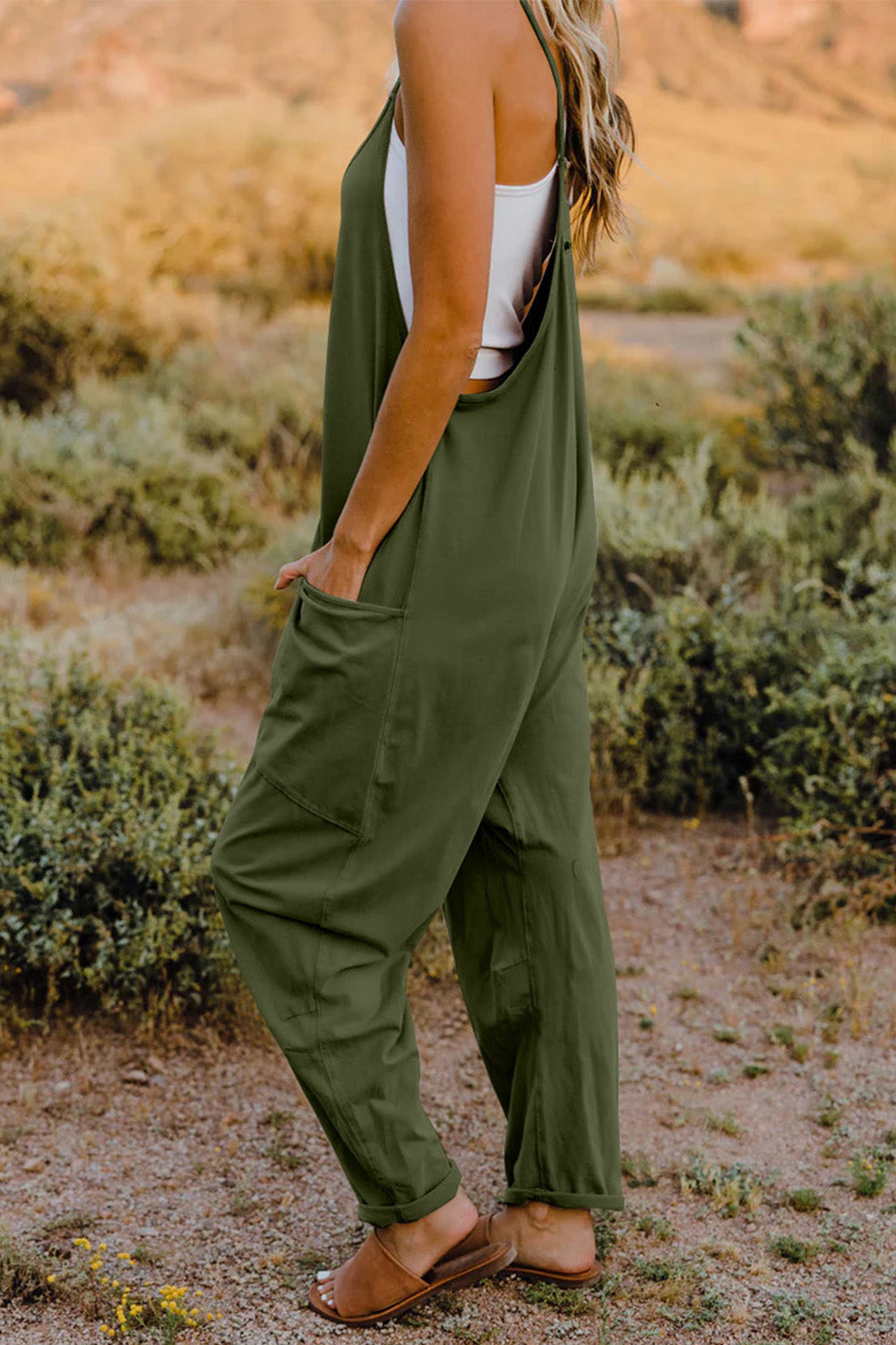 Double Take V-Neck Sleeveless Jumpsuit with Pocket