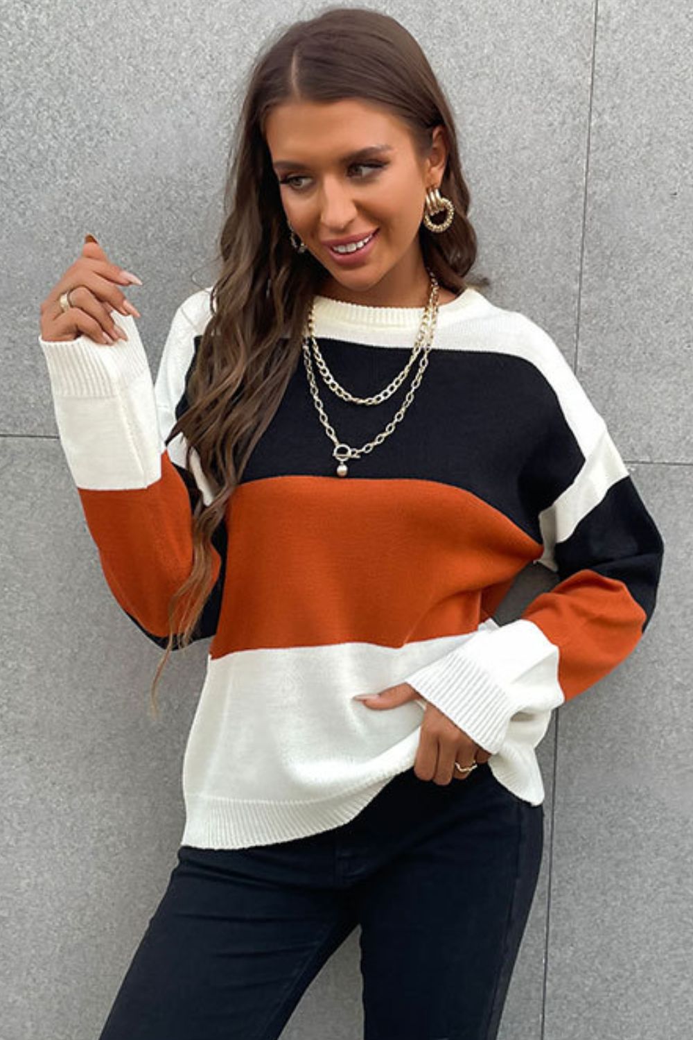 Fall color block outlet sweater