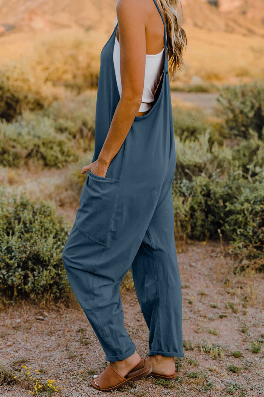 Double Take V-Neck Sleeveless Jumpsuit with Pocket