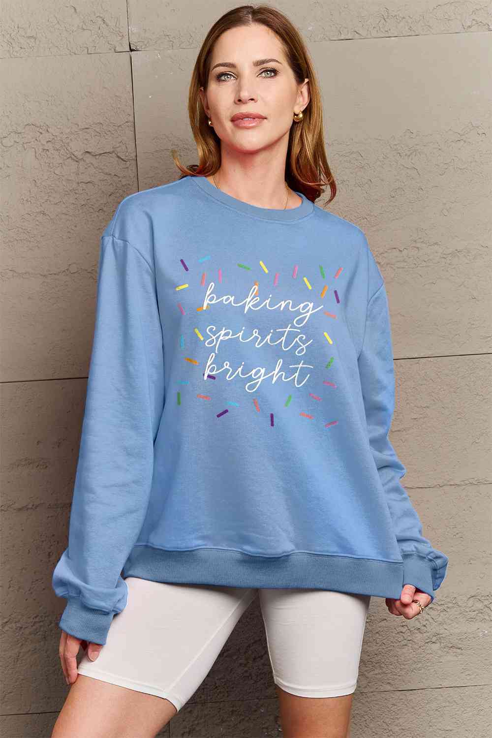 Graphic Round Neck Long Sleeve Sweatshirt