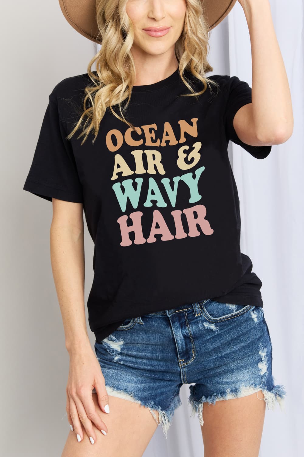 OCEAN AIR & WAVY HAIR Graphic Cotton T-Shirt
