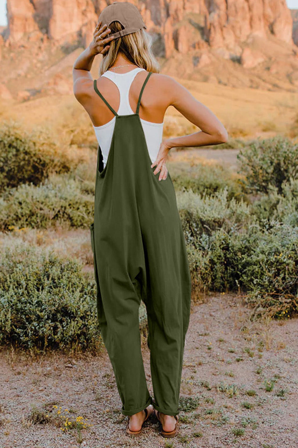 Double Take V-Neck Sleeveless Jumpsuit with Pocket