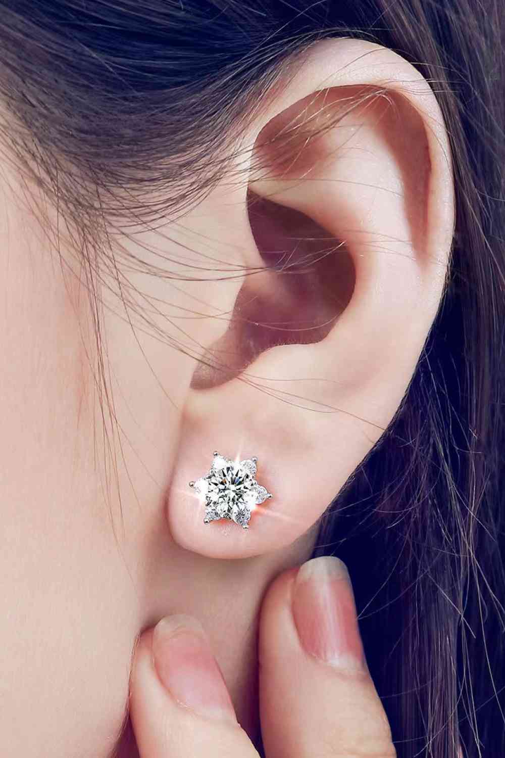 2 Carat Moissanite Floral Stud Earrings