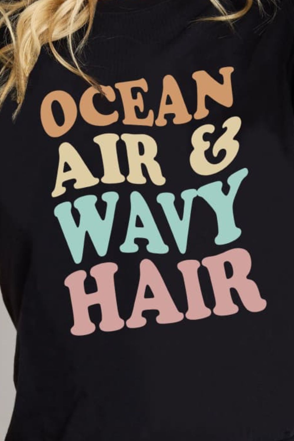 OCEAN AIR & WAVY HAIR Graphic Cotton T-Shirt