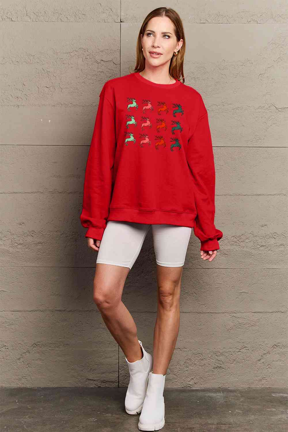 Graphic Long Sleeve Reindeer Sweatshirt