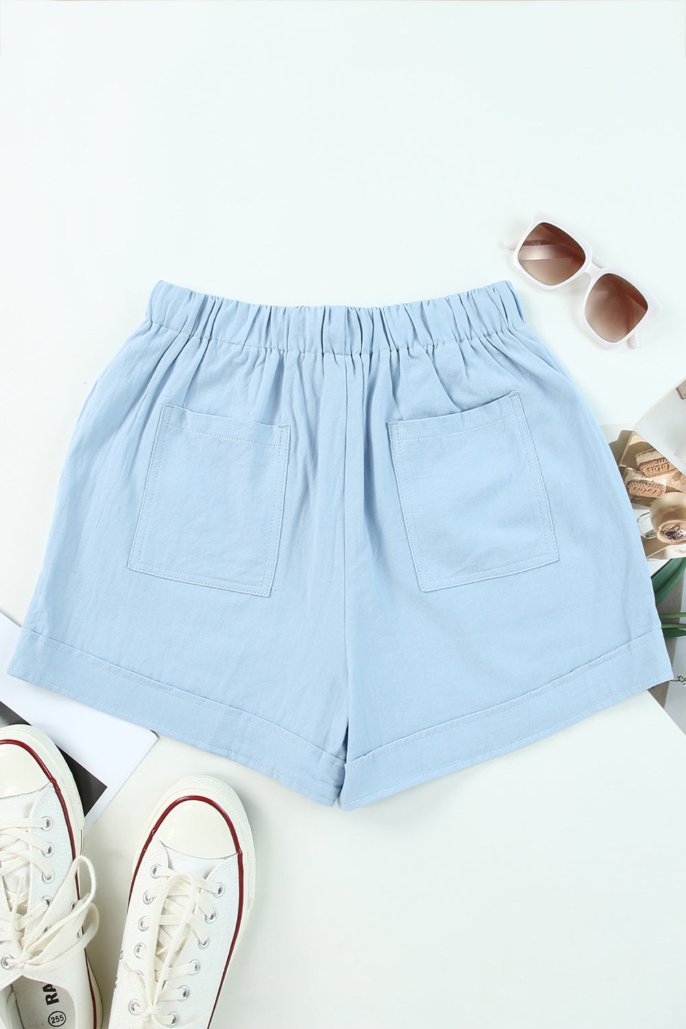 Elastic Waist Pocket Shorts