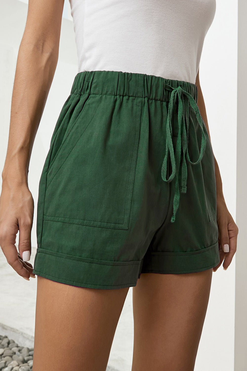 Elastic Waist Pocket Shorts