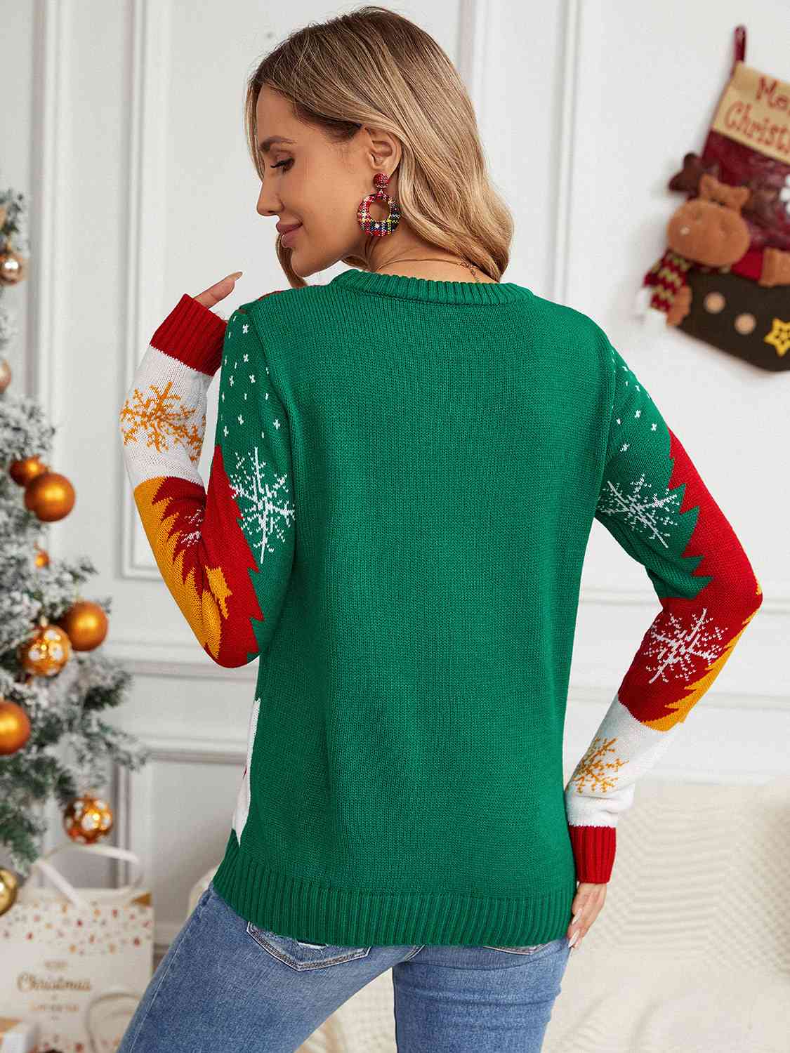 Printed Round Neck Long Sleeve Don’t Stop Sweater