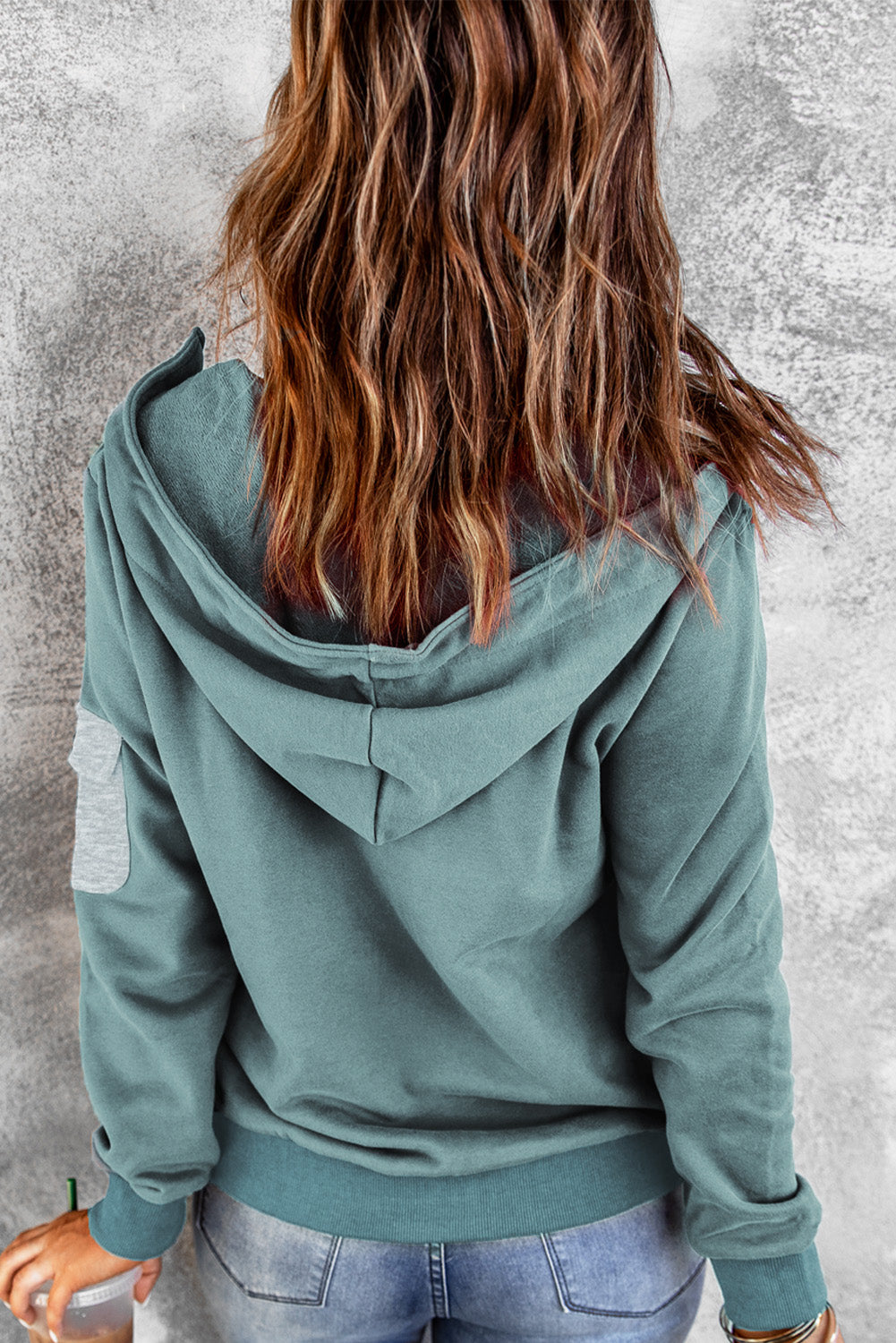 Half Zip Patch Pocket Hoodie