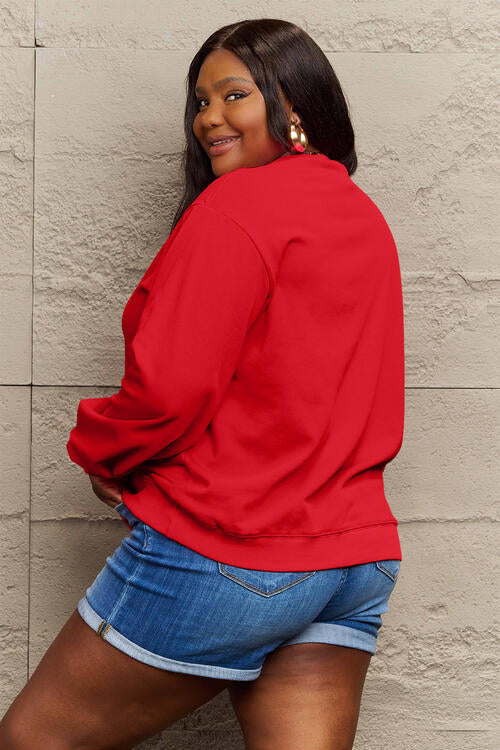 Simply Love Full Size ROCKIN AROUND Long Sleeve Sweatshirt