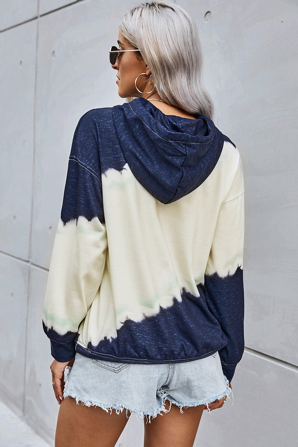 Tie-Dye Color Block Hoodie
