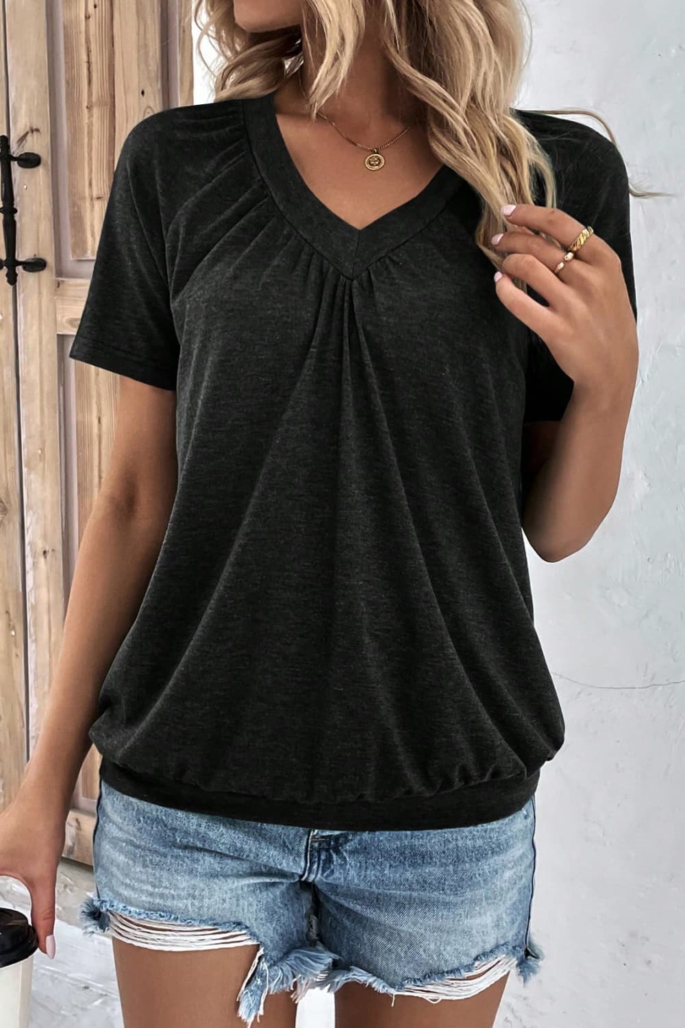 V-Neck Short Sleeve Top