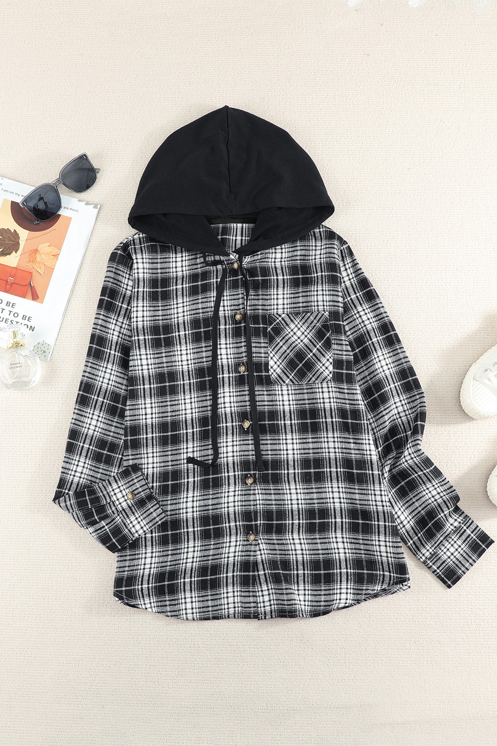 Plaid Hooded Shirt Jacket