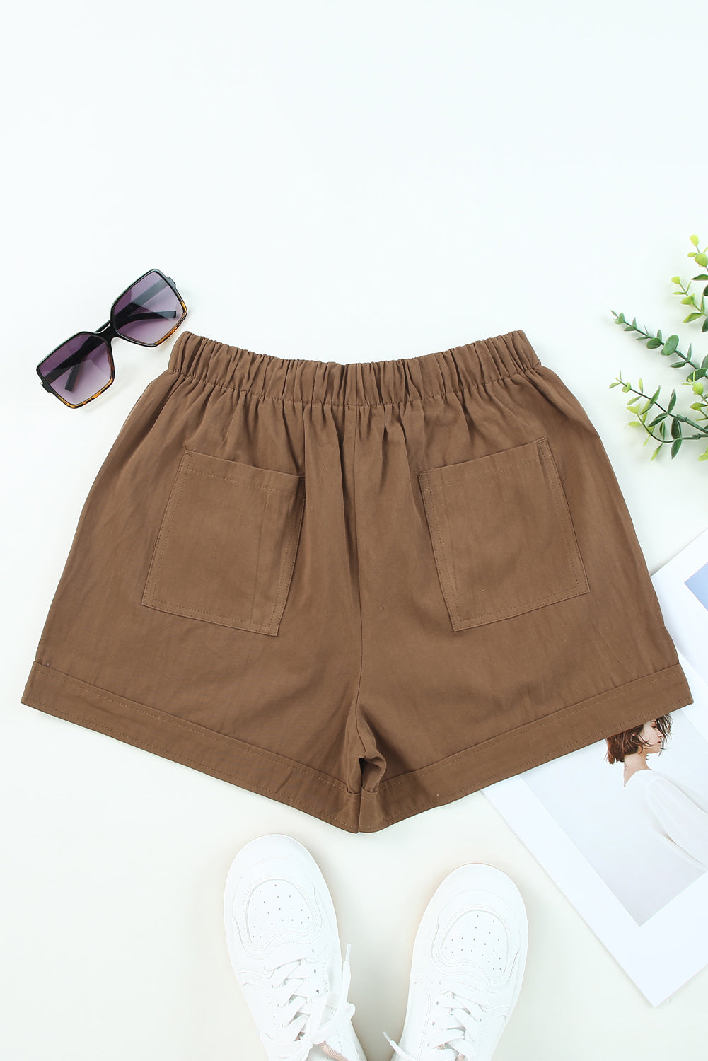 Elastic Waist Pocket Shorts