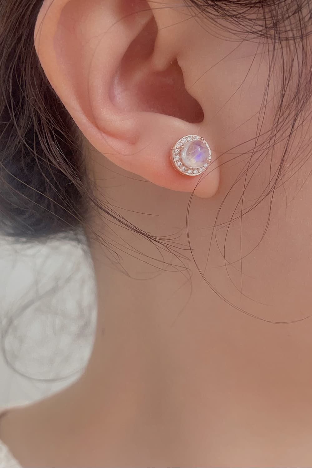Natural Moonstone 925 Sterling Silver Stud Earrings