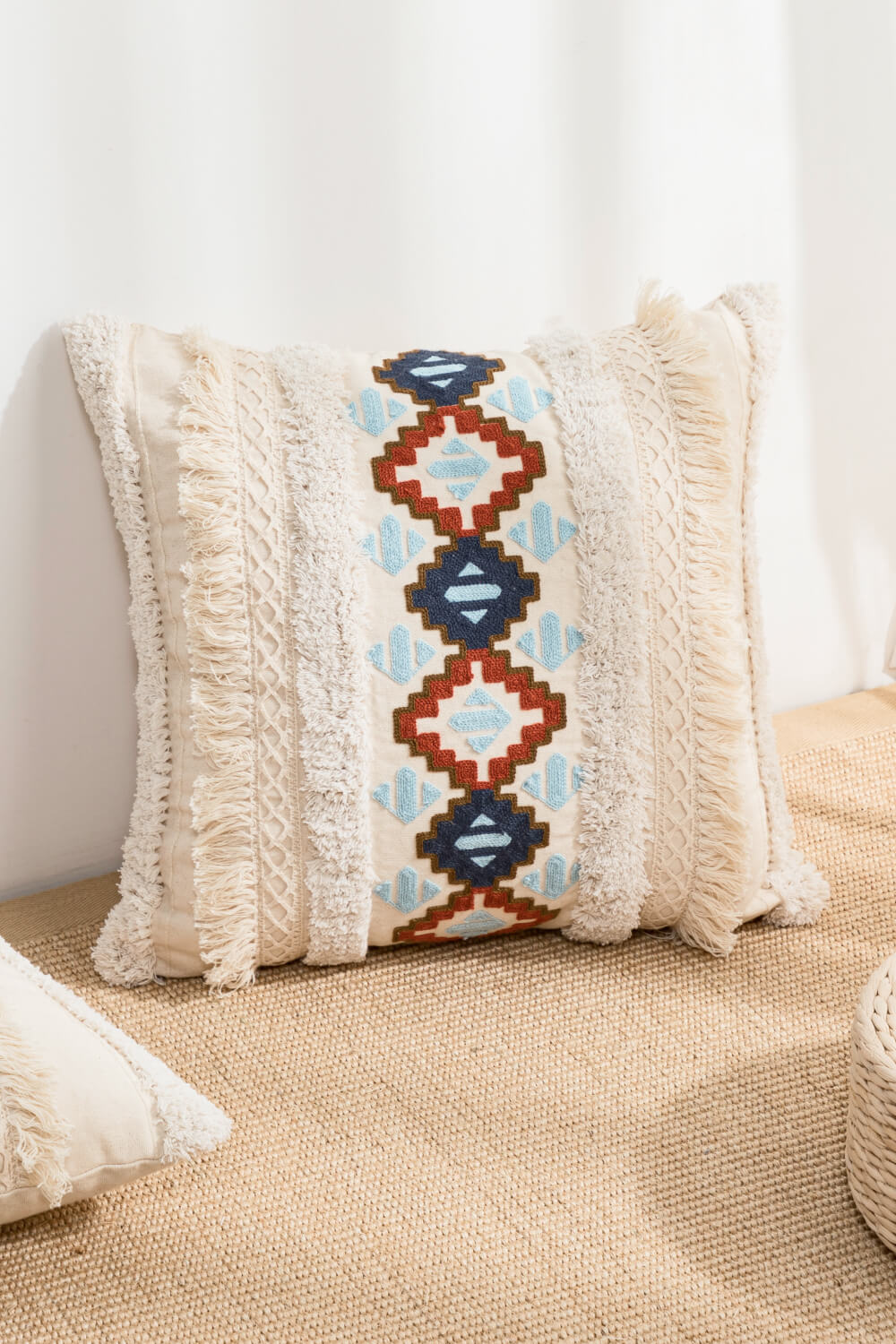 Embroidered Detail Decorative Throw Pillow Case