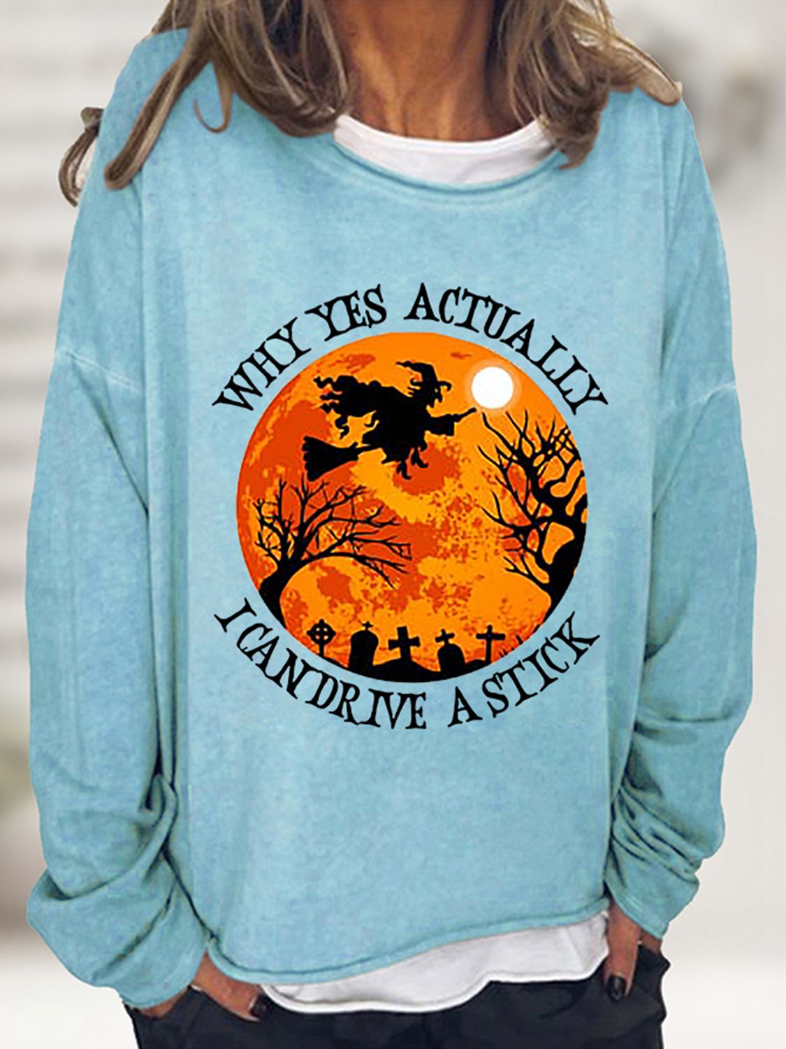 Witchy Graphic Round Neck Sweatshirt