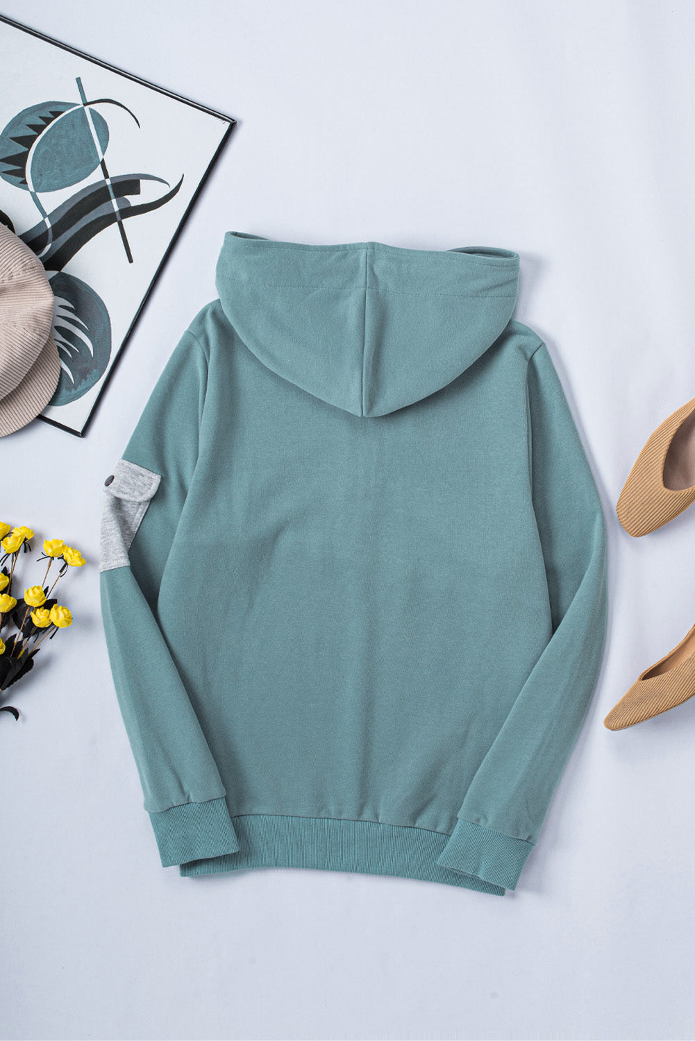 Half Zip Patch Pocket Hoodie