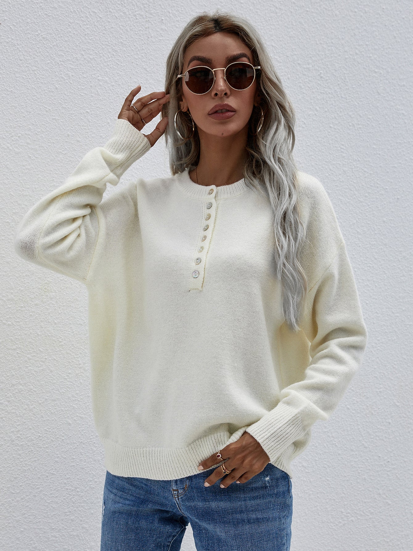 Half button sweater discount womens